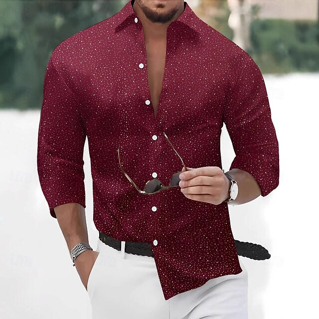 Men's Shirt Button Casual Up Black Summer