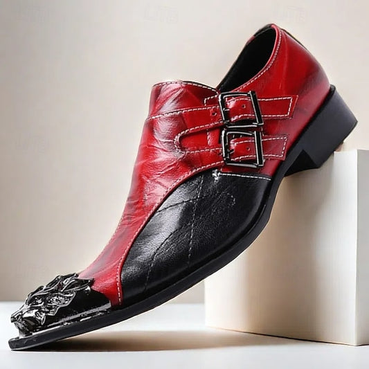 with Men's Cowhide Premium Loafers Double Leather Buckle