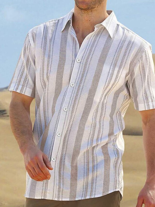 Men's Summer Button Shirt Casual Beach Up