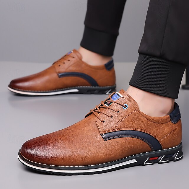 Shoes Everyday Men's Casual – Brown Lace-Up Comfortable