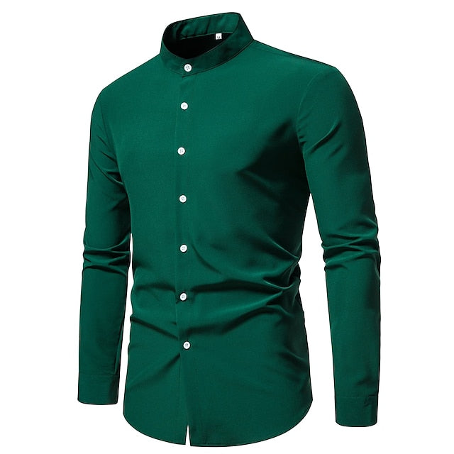 Shirt Mandarin Collar Casual Men's Chinese