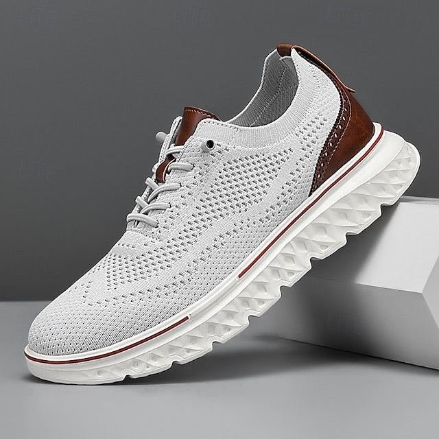 Breathable Men's Sneakers – Lightweight Knit Lace-Up