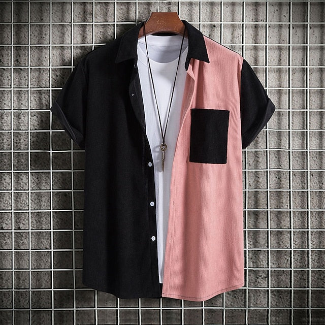 Shirt Summer Casual Beach Men's Up Button
