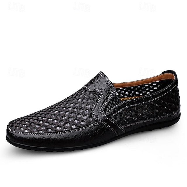 Breathable Men's Leather and Casual Loafers - Slip-On Mesh