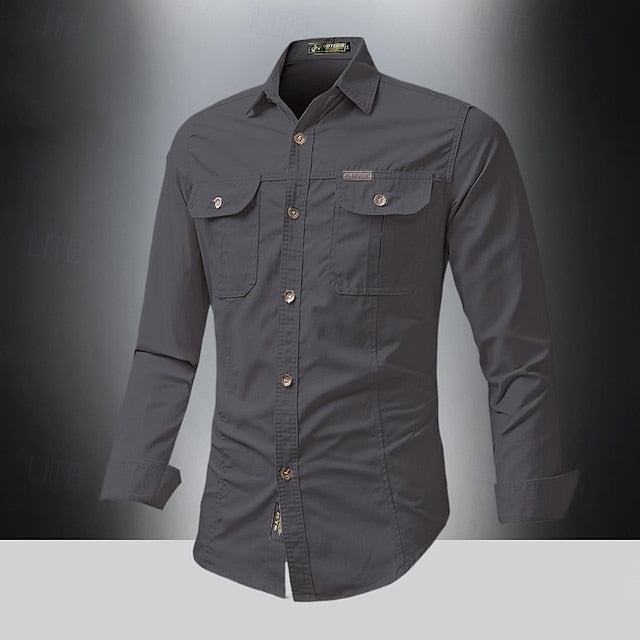 Men's Casual Cargo Summer Button Up Shirt
