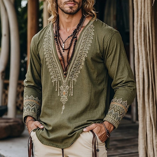 V Men's Tee Top Shirt Long T Sleeve