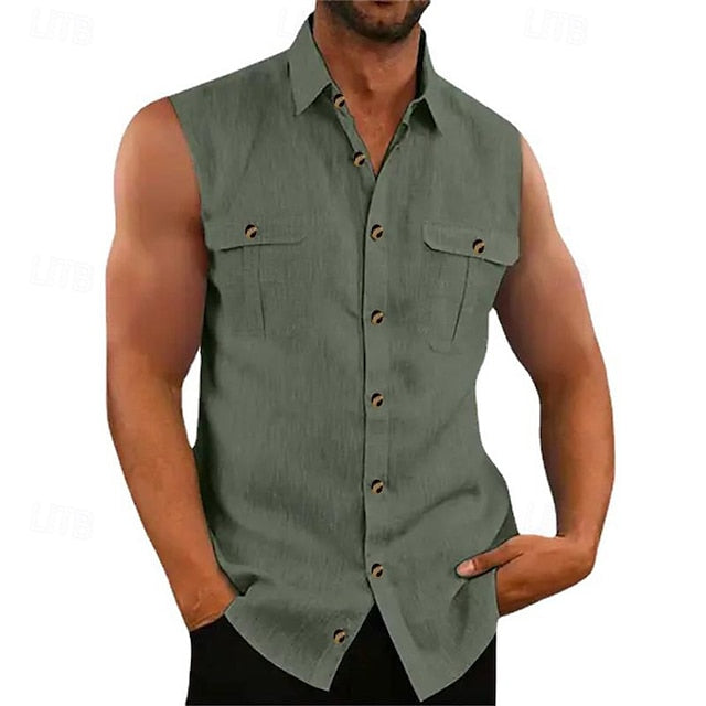 Men's Shirt Beach Summer Up Button Casual