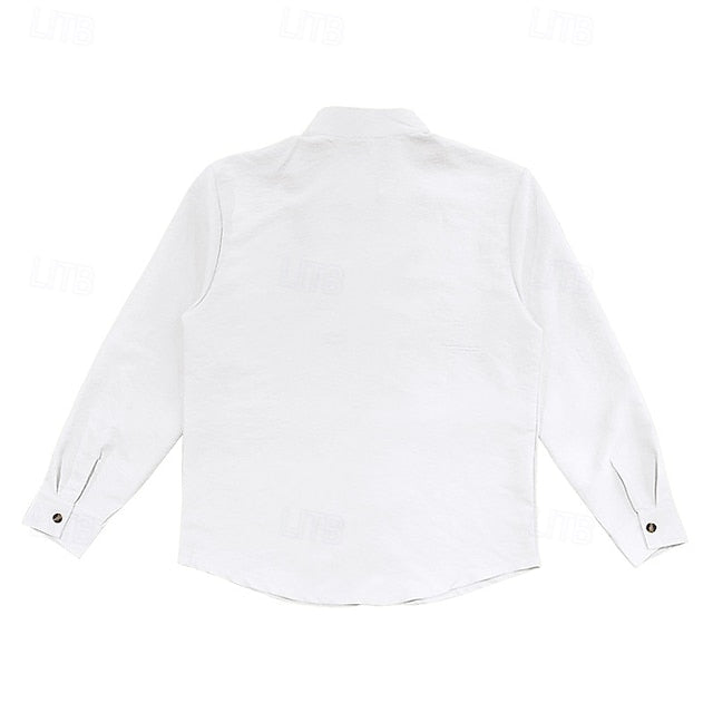 Button Men's Up Summer Linen Shirt Wear Beach