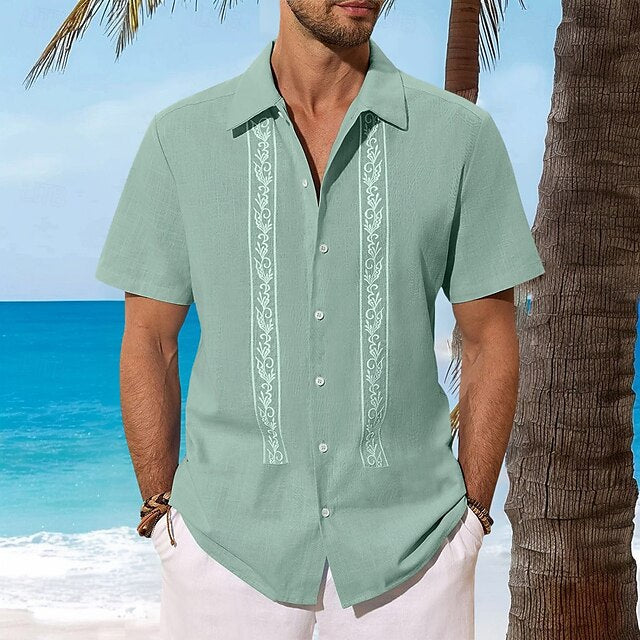Men's Guayabera Shirt Beach Linen Summer