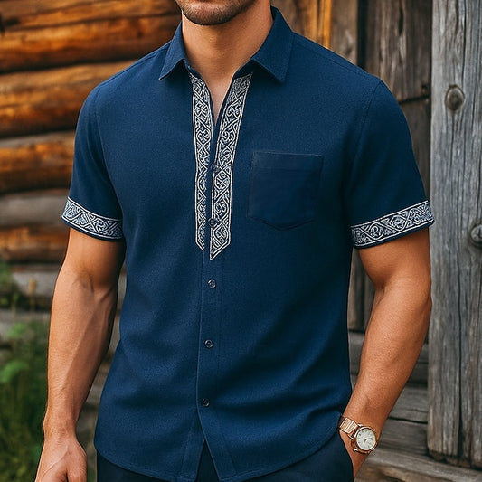 Style Beach Linen Men's Shirt Summer Viking