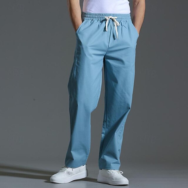 Drawstring Pocket Trousers Pants Casual Men's Waist Elastic