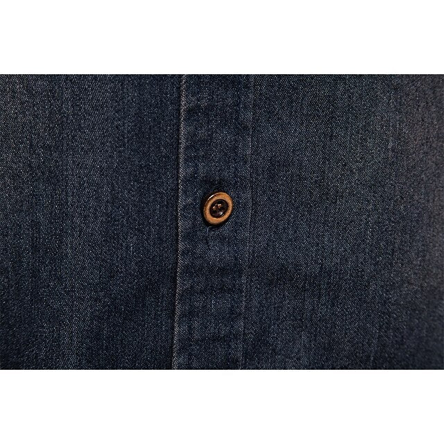 Casual Men's Button Calico Chambray Shirt