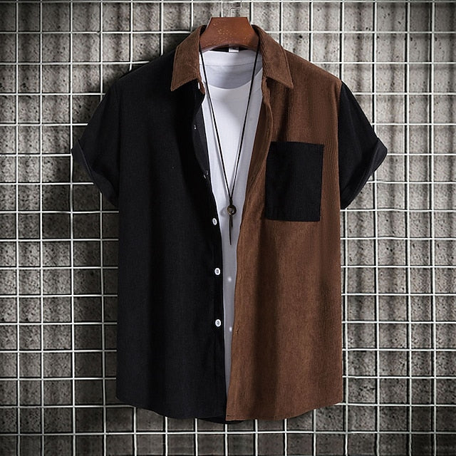 Shirt Summer Casual Beach Men's Up Button