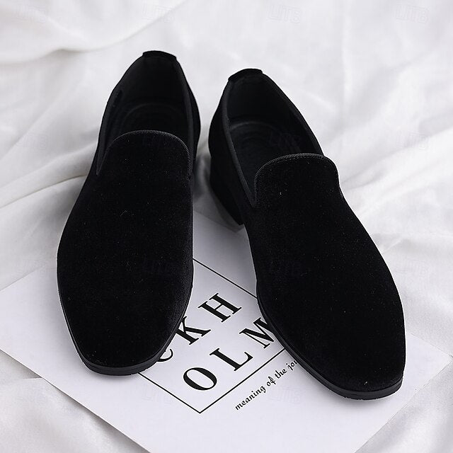 Red Dress Velvet Men's Shoes Slip-On