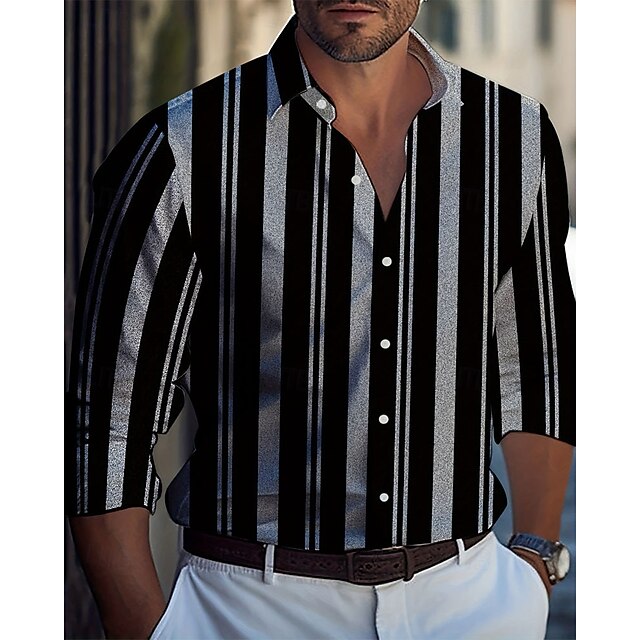Beach Button Up Casual Shirt Black Yellow Men's